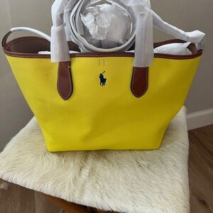 Polo by Ralph Lauren Yellow Tote with Brown Accents